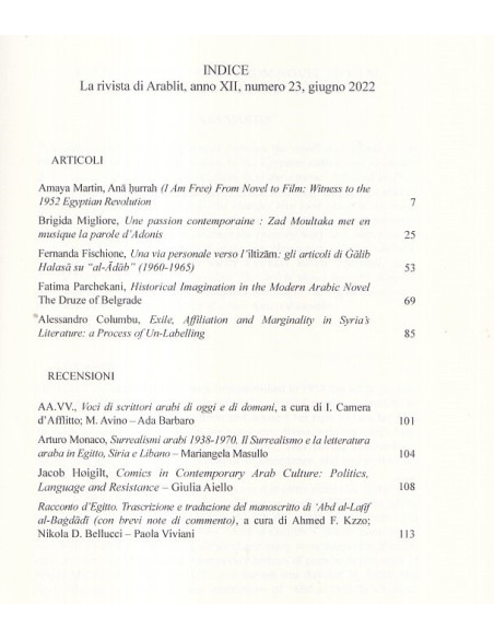 Rivista di Arablit (La), Anno XII, numero 23, giugno 2022