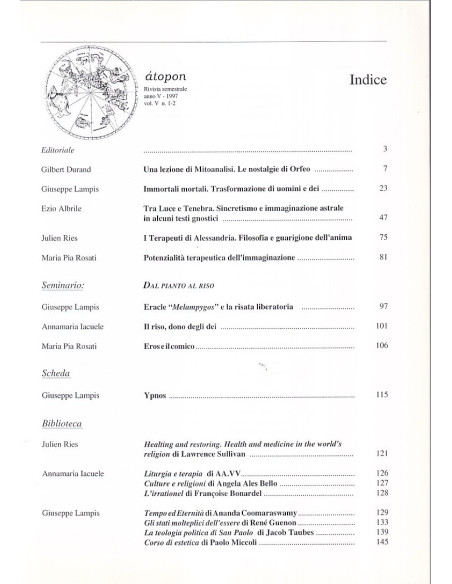 Átopon. Psicoantropologia Simbolica e Tradizioni Religios...